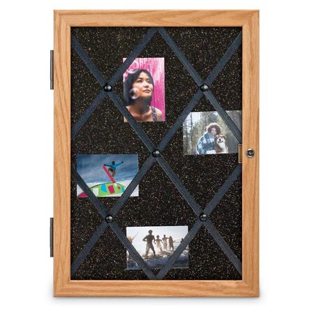 United Visual Products Sliding Door Indoor Enclosed Corkboard, 7 UV9027ACS-GOLD-DBURGU